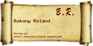 Bakony Roland névjegykártya